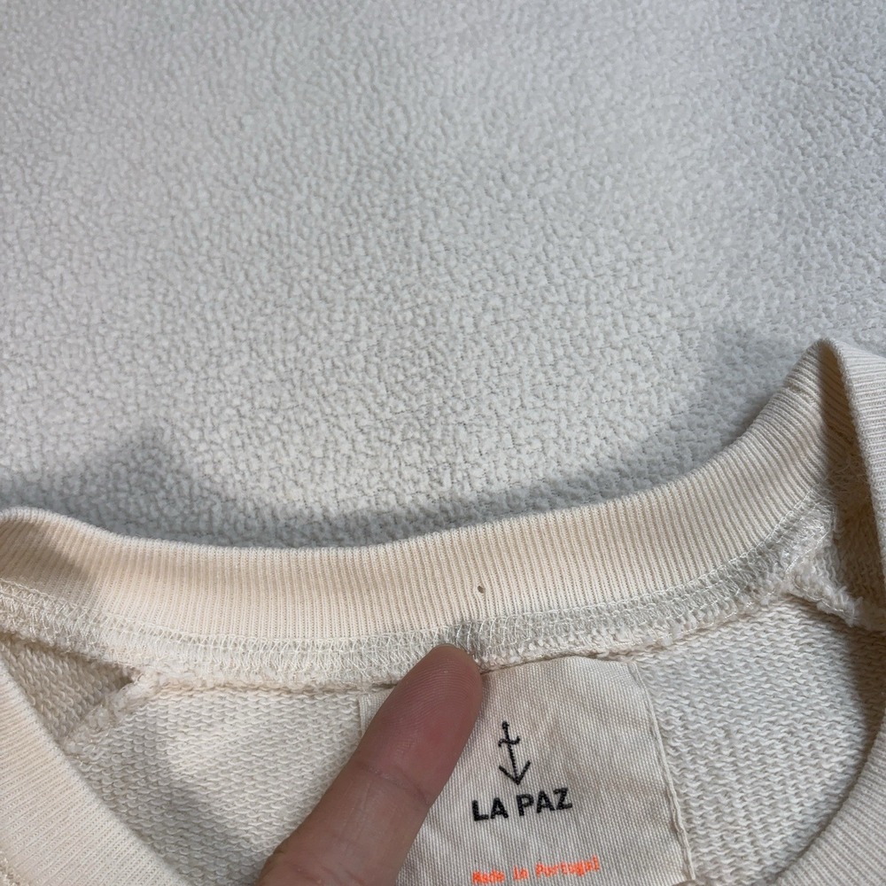 La Paz Cunha Vague Sweatshirt Men's L Off-White Spellout Graphic 100% Cotton - Picture 14 of 16